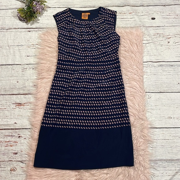 Tory Burch Marlow Geometric Sleeveless Silk Sheath Dress - Picture 2 of 9